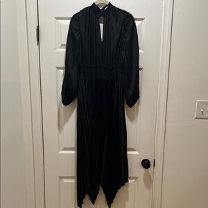 Petal & Pup Silk Pleated Black Dress